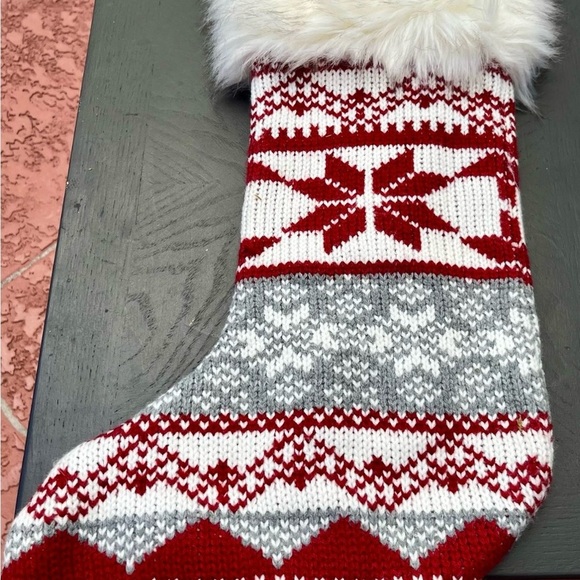 Festive Red and Gray Knit Christmas Stocking by House and Garden - Picture 2 of 2